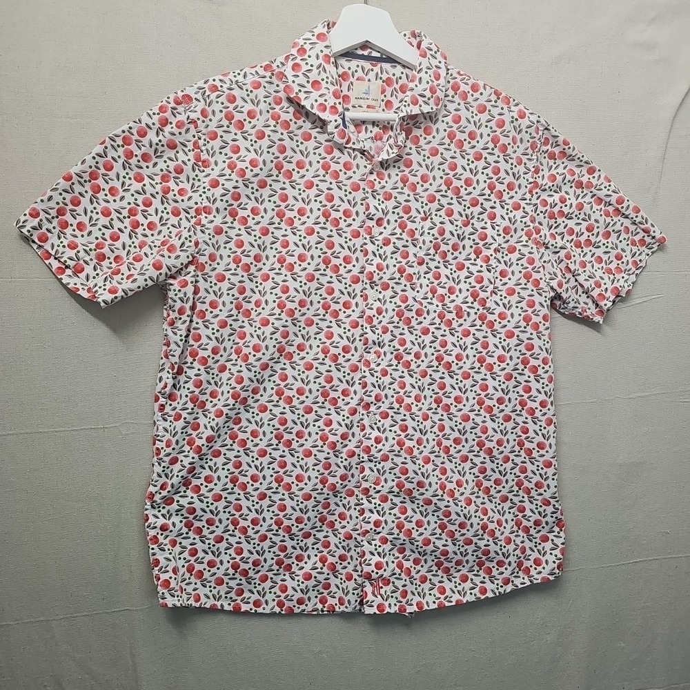 johnnie-O Hangin' Out Men's Large All Over Fruit‎ Short Sleeve Button Down Shirt